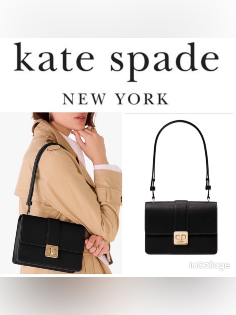 Kate Spade Phoebe Turnlock Shoulder Bag with Gold Accents
